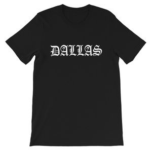 DALLAS OLD ENGLISH SCRIPT TYPE LETTERING T SHIRT